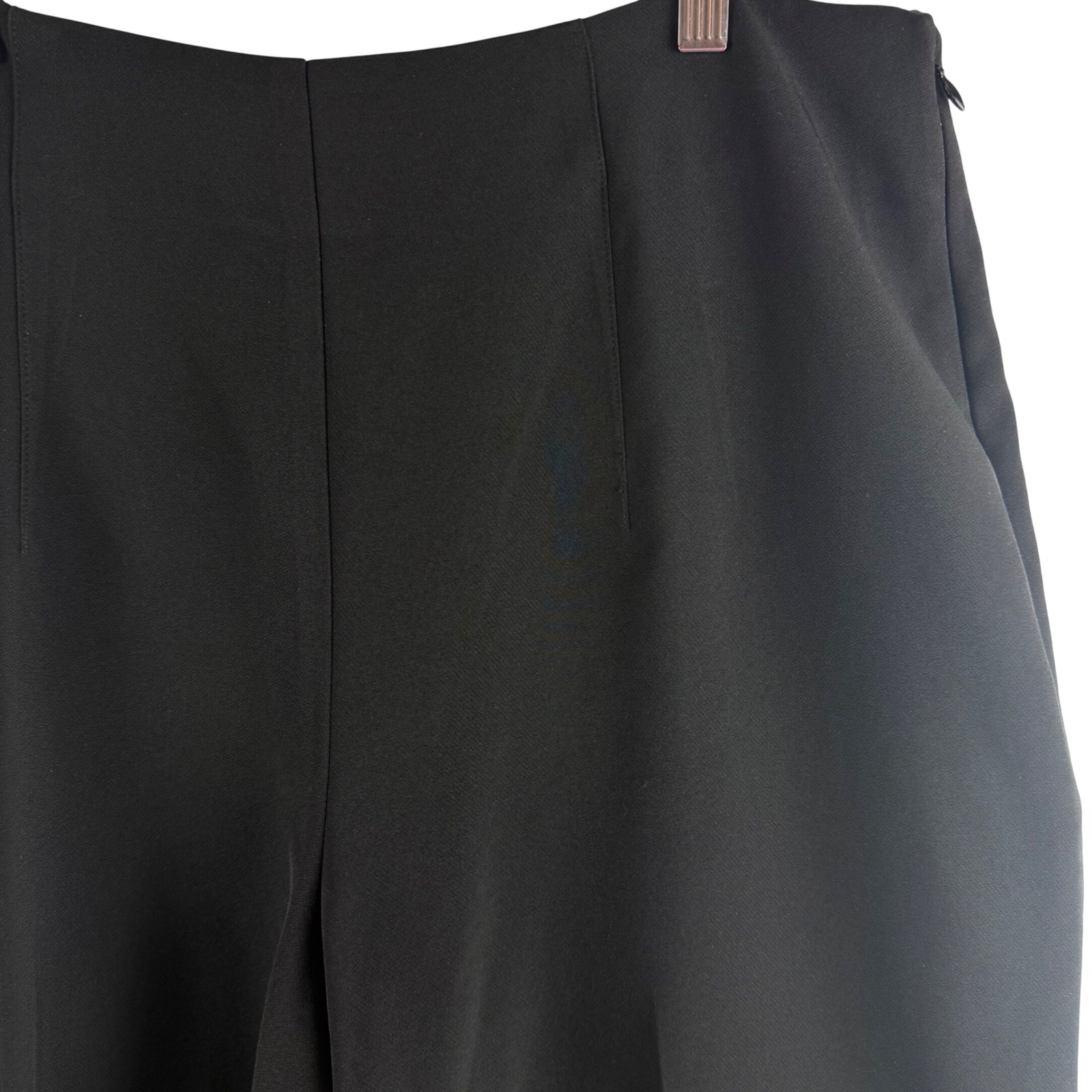 Nine West Wide Leg Pants Women 14 Black High Rise Side Zip Stretch Professional